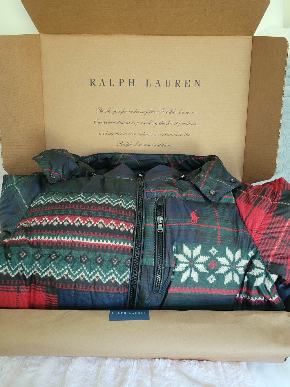 Ralph Lauren Gorham Puffer Jacket - Red, Green, Navy Plaid.